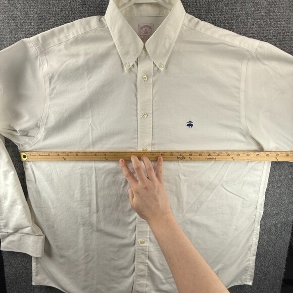 Brooks Brothers Oxford OCBD Cotton Non-Iron XL Button-Down White Shirt Solid Men - Picture 7 of 16